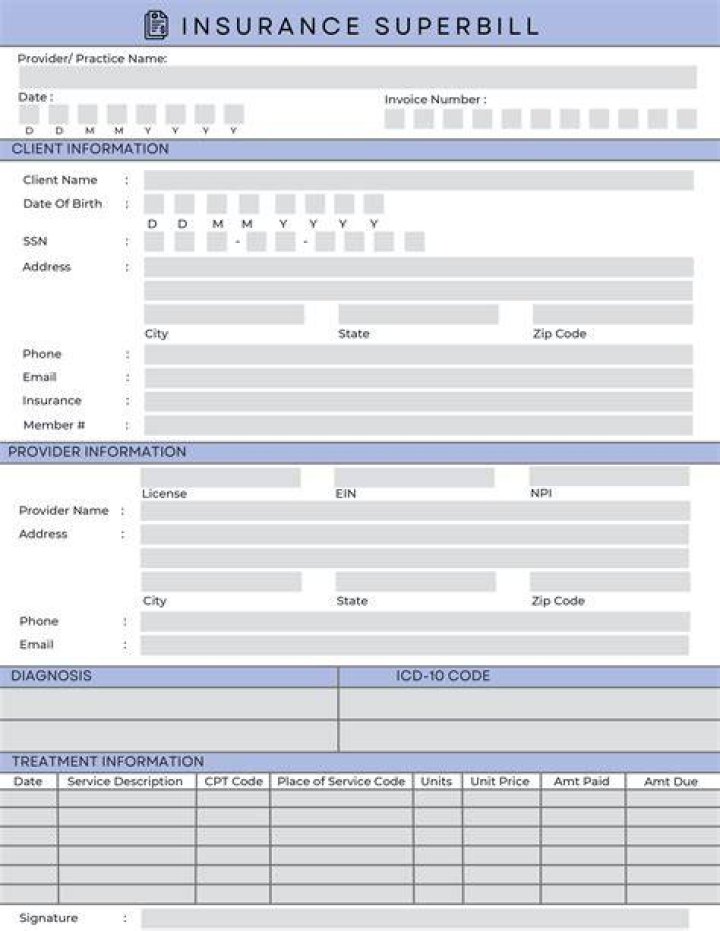 How do I submit a Superbill to insurance?