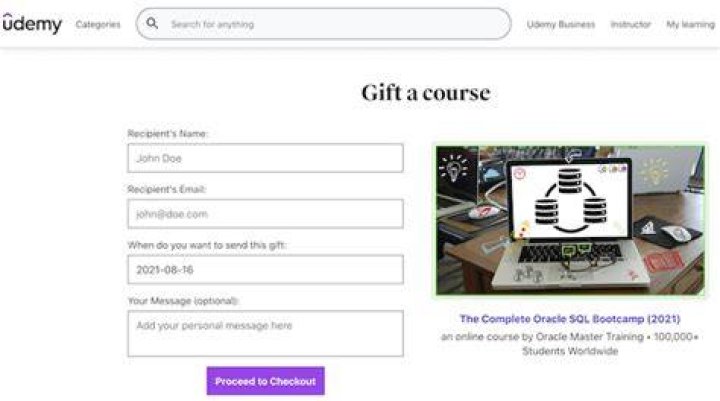 What happens when you gift a course on udemy?